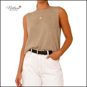 Sleeveless Ribbed Knit Sweater Vest Lightweight Pullover Crew Neck Tank Top